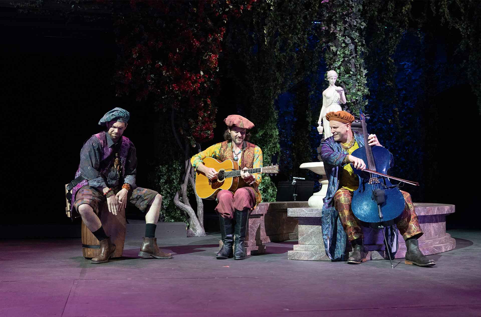 Musicians playing stringed instruments.