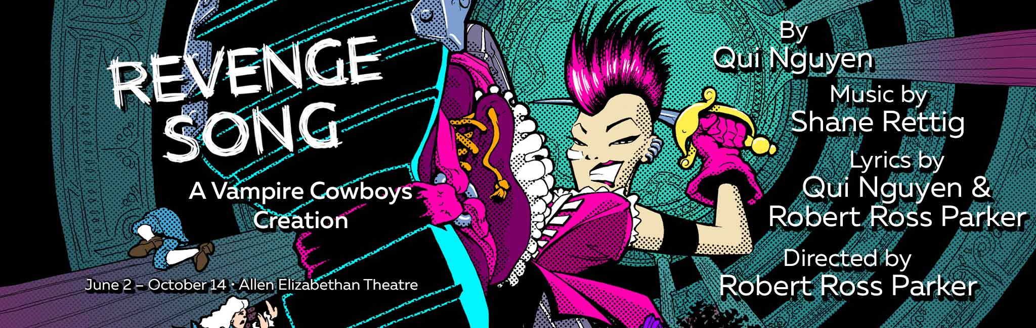 Computer graphic of a woman with a pink mohawk stomping her foot.